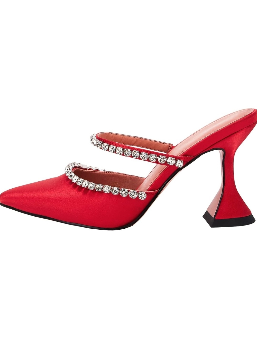 VETASTE Red Satin Crystal Embellished Heeled Mules - Size 7 BRAND NEW
